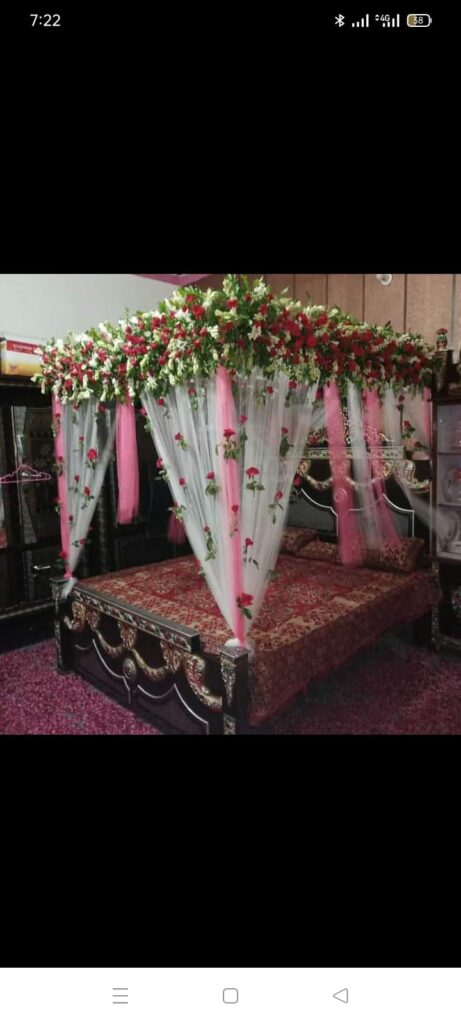 Romantic car decoration with heart-shaped floral design