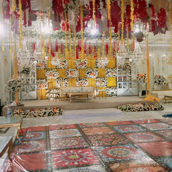 Luxury bridal stage decoration by Iqbal Flower Shop Sargodha