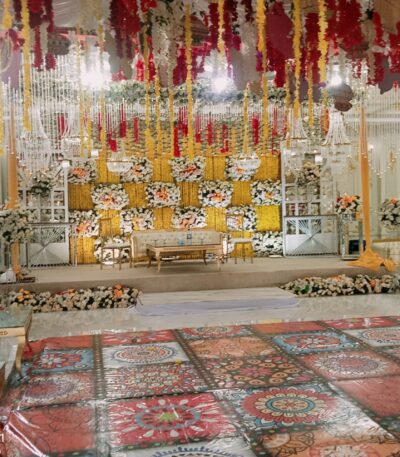 Luxury bridal stage decoration by Iqbal Flower Shop Sargodha