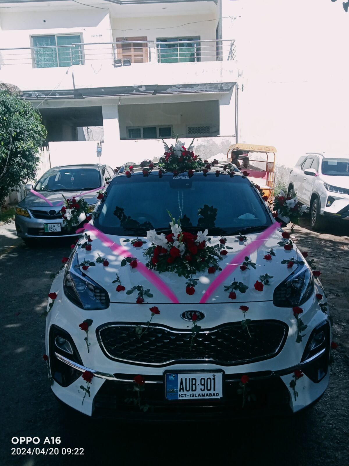 Traditional floral car decoration for Pakistani weddings