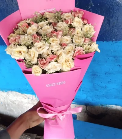 "Pink rose bouquet for her – Iqbal Flower Shop Sargodha