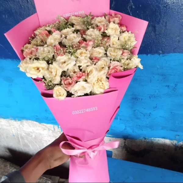 "Pink rose bouquet for her – Iqbal Flower Shop Sargodha