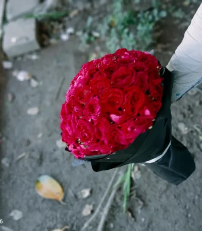 Premium red rose hand-tied bouquet Sargodha"
