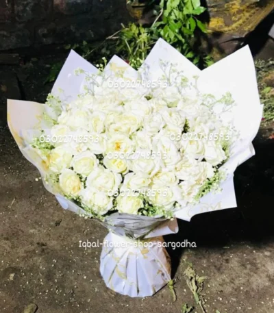 white roses bouquet and sargodha flower shop free delevery in sargodha iqbal flower shop saegodha