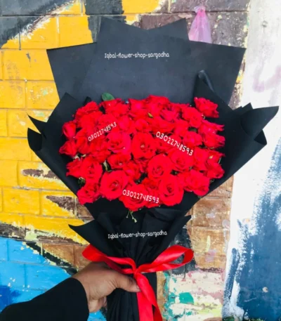 Valentine’s Day red bouquet from Iqbal Flower Shop Sargodha"