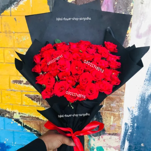 Valentine’s Day red bouquet from Iqbal Flower Shop Sargodha"
