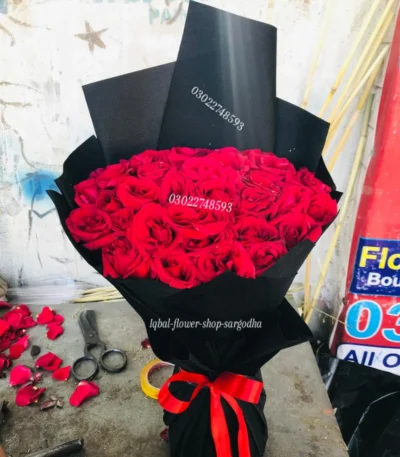 Valentine’s Day red bouquet from Iqbal Flower Shop Sargodha"