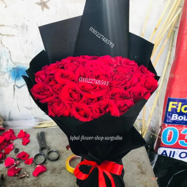 Valentine’s Day red bouquet from Iqbal Flower Shop Sargodha"