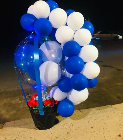 Anniversary balloon and flower box – Same day delivery in Sargodha