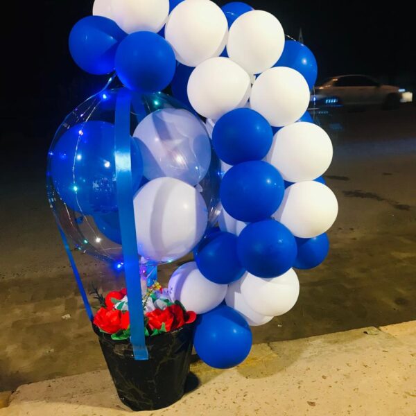 Anniversary balloon and flower box – Same day delivery in Sargodha