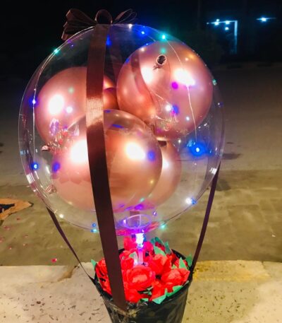Surprise balloon box with teddy and chocolates – Sargodha delivery"