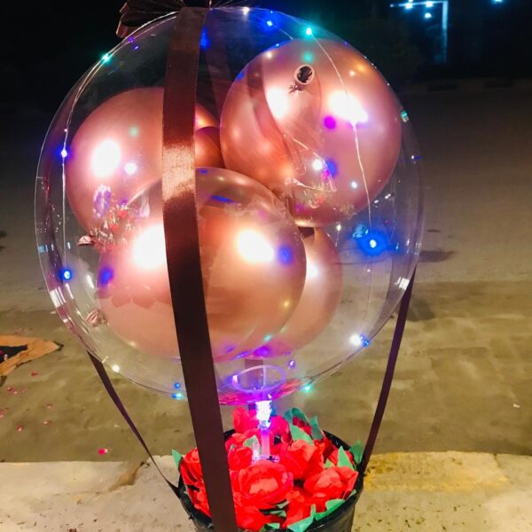 Surprise balloon box with teddy and chocolates – Sargodha delivery"